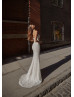 Shining Sequined Lace Satin Fantastic Wedding Dress With Detachable Train